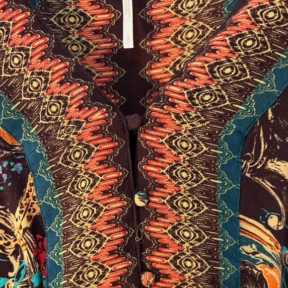 Free People Catch Me If You Can Top Blouse Purple Floral Tie Cuffs Cropped Small - Picture 6 of 15